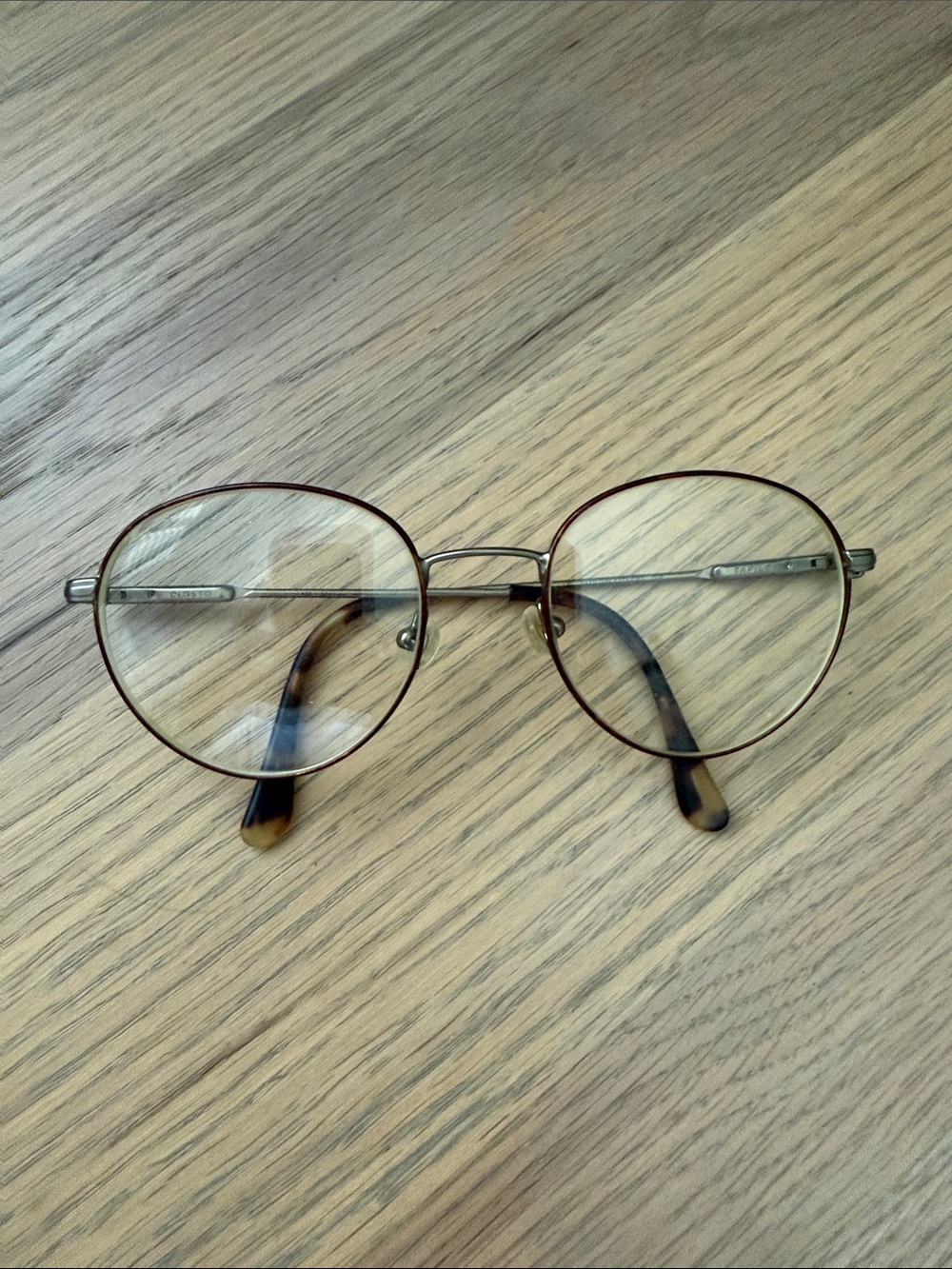 Vintage Safilo Gold-Tone and Tortoiseshell Wire Rimmed Round Glasses